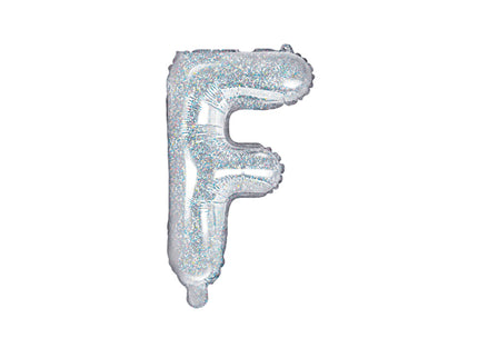 Folinis balionas raidė "F", 35 cm, holografinės spalvos