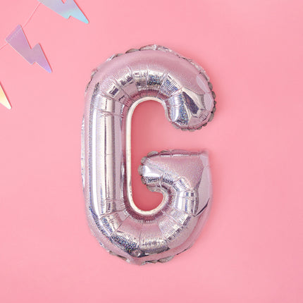 Folinis balionas raidė "G", 35 cm, holografinės spalvos