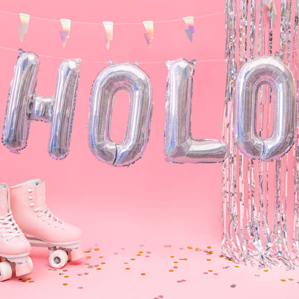 Folinis balionas raidė "H", 35 cm, holografinės spalvos