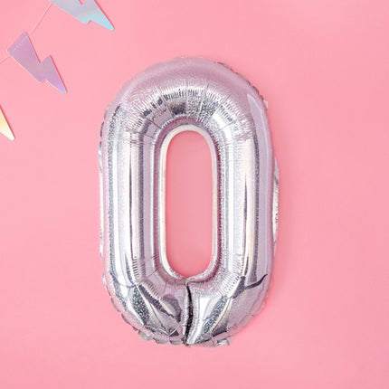 Folinis balionas raidė "O", 35 cm, holografinės spalvos