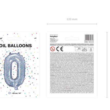 Holografinės spalvos Folinis balionas raidė "O", holografinis, aukštis apie 35 cm.
