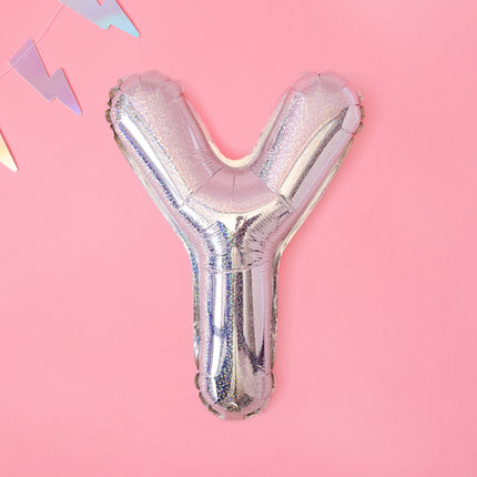 Folinis balionas raidė "Y", 35 cm, holografinės spalvos