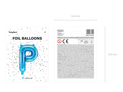Folinis balionas raidė "P", 35 cm, mėlynos spalvos
