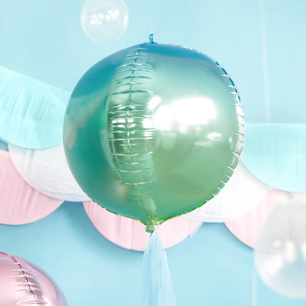 Folinis balionas "Ombre Ball", mėlynos ir žalios spalvos, 35 cm