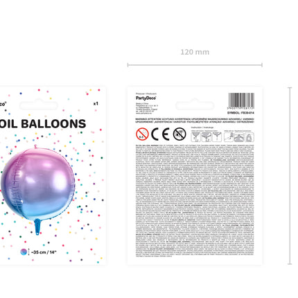 Folinis balionas "Ombre Ball", violetinės ir mėlynos spalvos, 35 cm