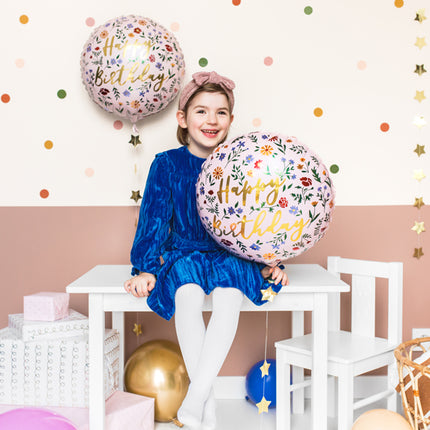 Folinis balionas "Happy Birthday", 45 cm, šviesiai rožinės spalvos