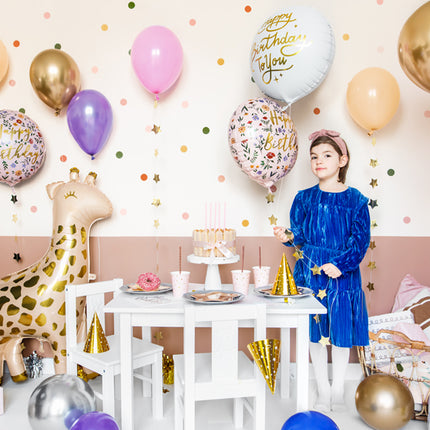 Folinis balionas "Happy Birthday", 45 cm, šviesiai rožinės spalvos