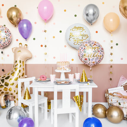 Folinis balionas "Happy Birthday", 45 cm, šviesiai rožinės spalvos