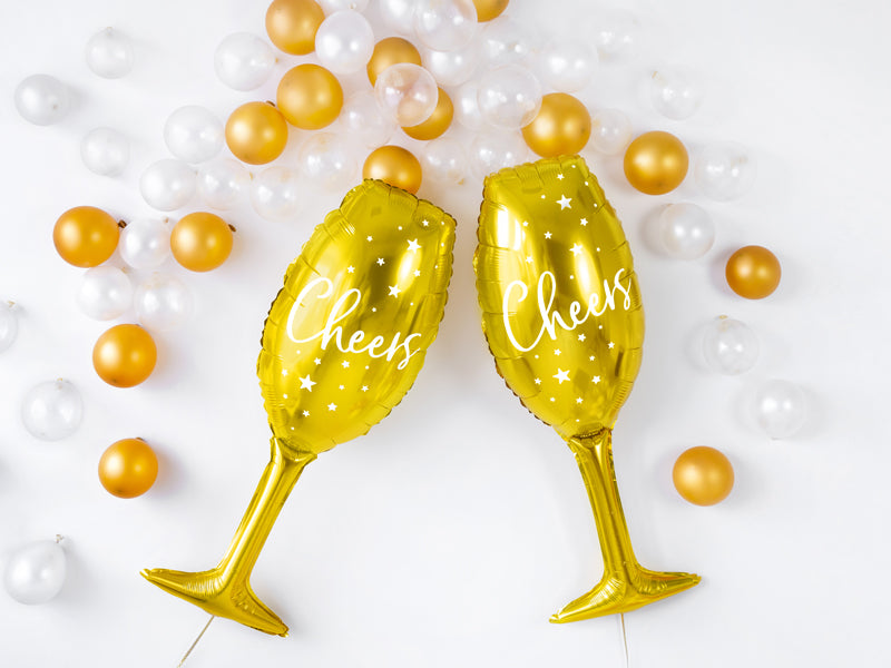Folinis balionas "Taurė - Cheers", 28x80 cm, auksinis