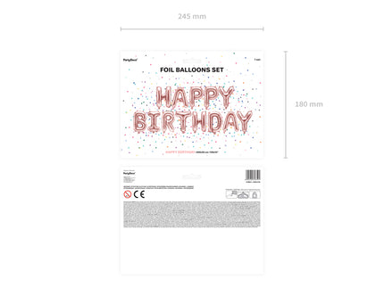 Folinis balionas "Happy Birthday", 340x35cm, rožinio aukso spalvos