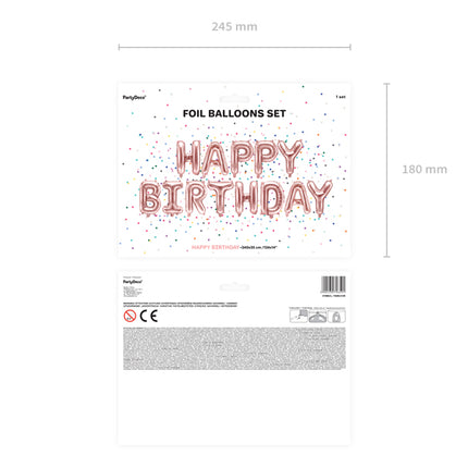 Folinis balionas "Happy Birthday", 340x35cm, rožinio aukso spalvos
