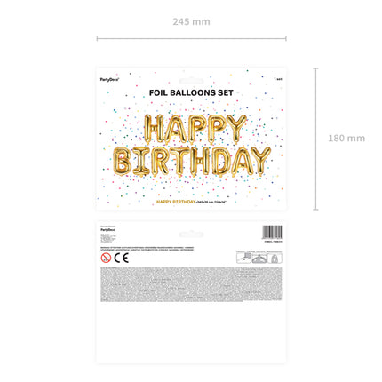 Folinis balionas "Happy Birthday", 340x35cm, auksinis