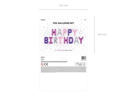 Folinis balionas "Happy Birthday", 340x35 cm, violetinis