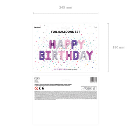 Folinis balionas "Happy Birthday", 340x35 cm, violetinis