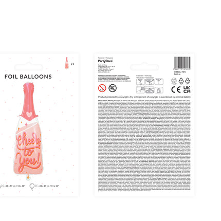 Folinis balionas "Buteliukas - Cheers to you", rožinis, 38x97 cm