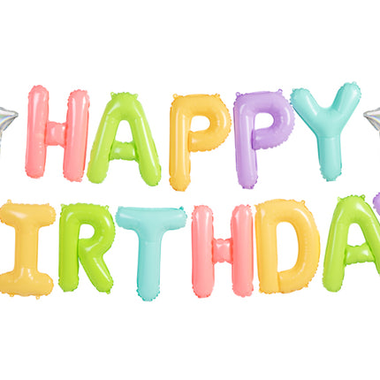 Folinis balionas "Happy Birthday", 395x35 cm, spalvotas