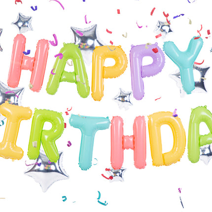 Folinis balionas "Happy Birthday", 395x35 cm, spalvotas