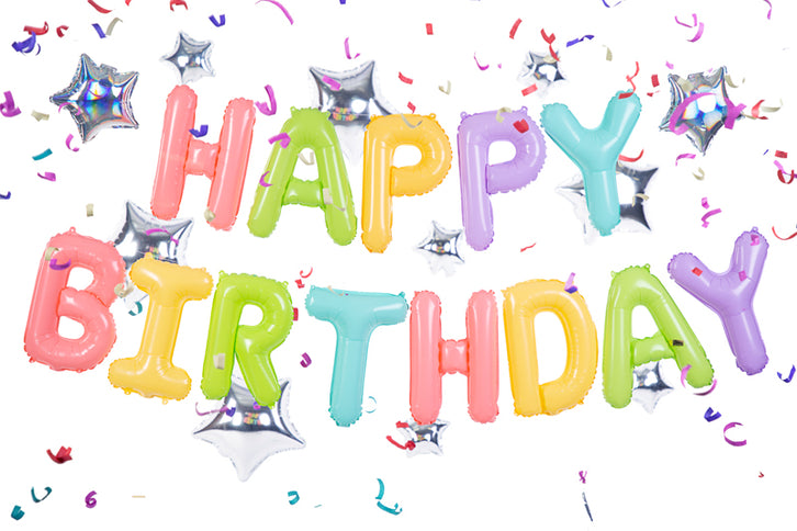 Folinis balionas "Happy Birthday", 395x35 cm, spalvotas