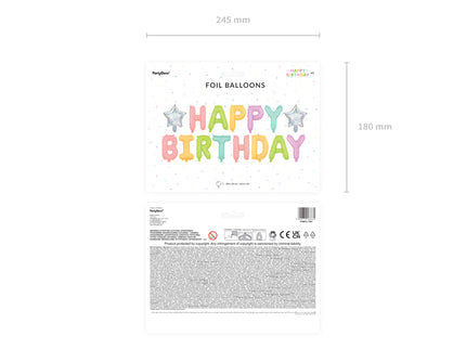 Folinis balionas "Happy Birthday", 395x35 cm, spalvotas