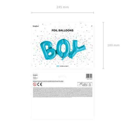 Folinis balionas užrašu "Boy" (Berniukas), 67x29 cm, mėlynas