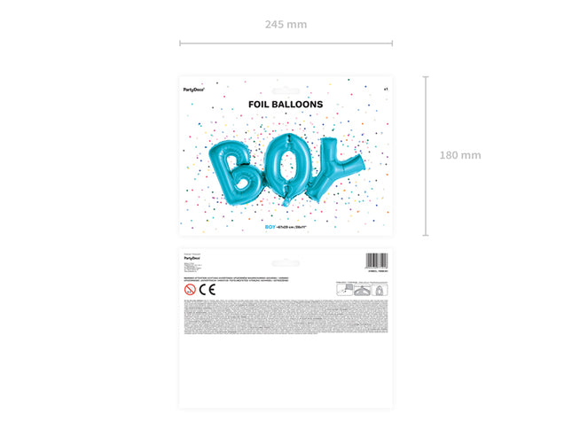 Folinis balionas užrašu "Boy" (Berniukas), 67x29 cm, mėlynas