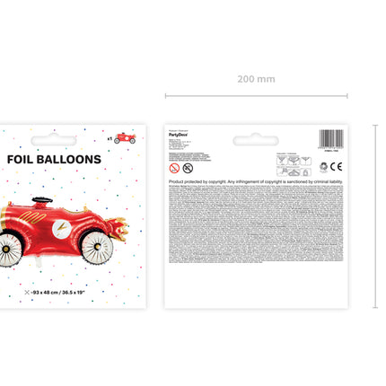 Folinis balionas "Lenktynių automobilis", 111x63 cm