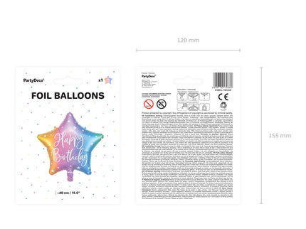 Folinis balionas "Happy Birthday", 40 cm, miksas