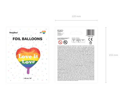 Folinis balionas "Love is Love", vaivorykštės spalvų, 35 cm