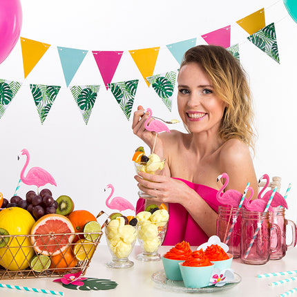 Popierinė girlianda "Aloha" - pavaizduoti lapai, 1,3 m