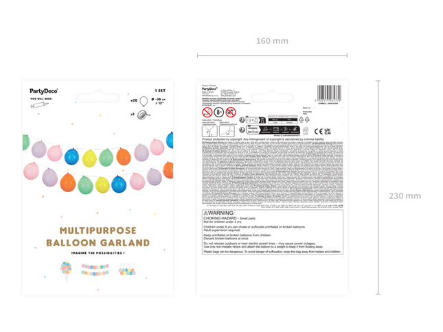 Balionų girlianda 3 viename, spalvota