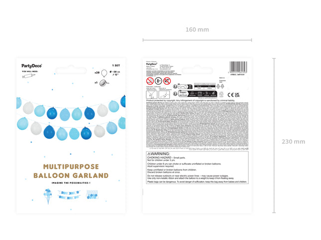 Balionų girlianda 3 viename, mėlyna