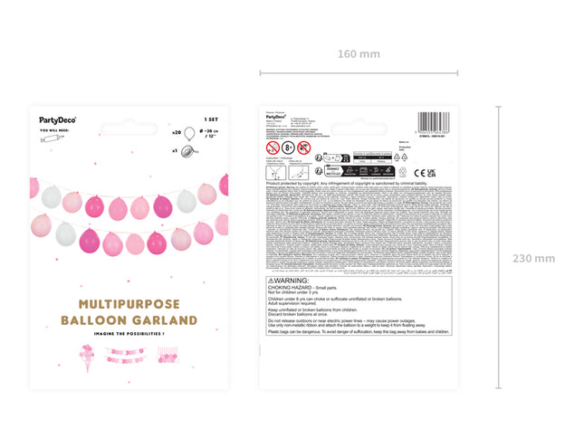 Balionų girlianda 3 viename, rožinė