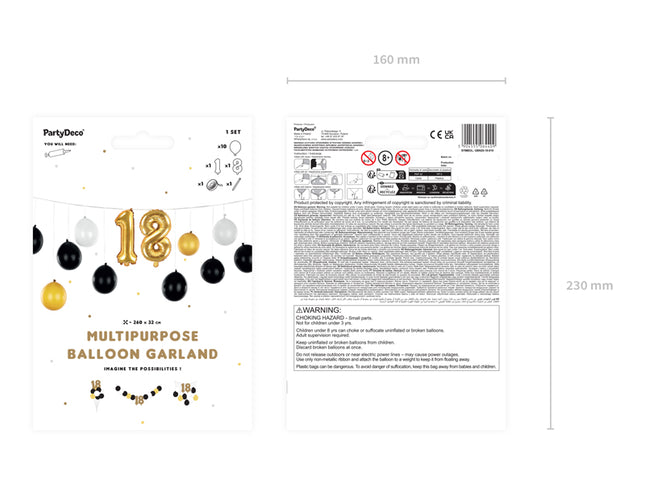 Balionų girlianda - "18-asis gimtadienis"