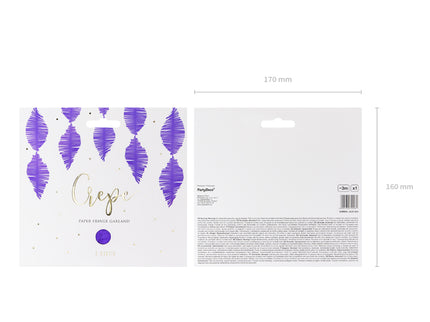 Krepinio popieriaus girlianda su kutais, violetinė, 3m