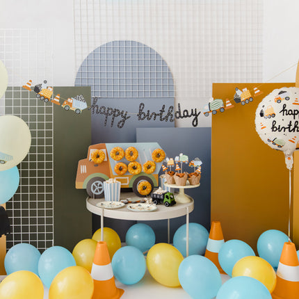 Girlianda "Happy Birthday" tema "Statybinės mašinos", 2 m