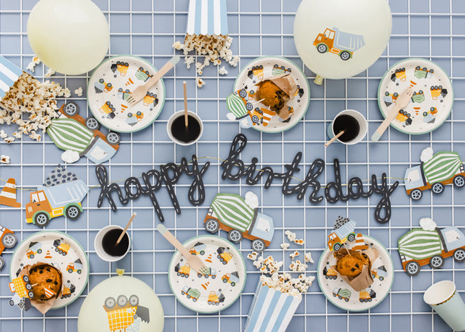 Girlianda "Happy Birthday" tema "Statybinės mašinos", 2 m