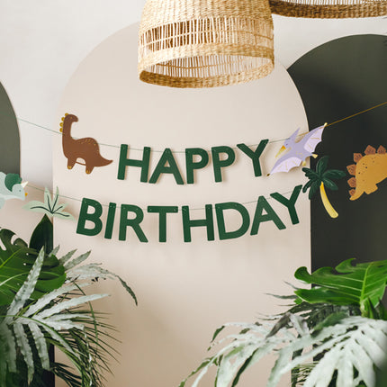 Vėliavėlių girlianda "Happy Birthday" tema "Dinozaurai", 3 m