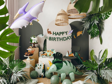 Vėliavėlių girlianda "Happy Birthday" tema "Dinozaurai", 3 m