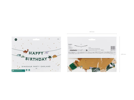 Vėliavėlių girlianda "Happy Birthday" tema "Dinozaurai", 3 m