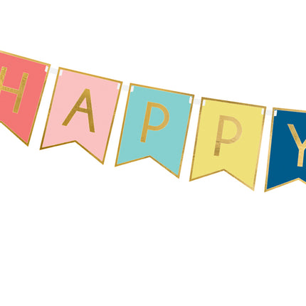 Vėliavėlių girlianda "Happy Birthday", 15 x 175 cm