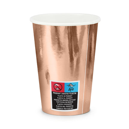 Vienkartiniai Puodeliai "She said yes!", rožinio aukso spalvos, 220 ml (6 vnt.)