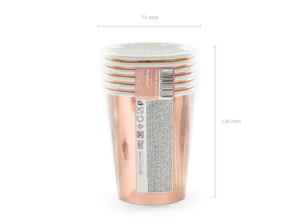 Vienkartiniai Puodeliai "She said yes!", rožinio aukso spalvos, 220 ml (6 vnt.)