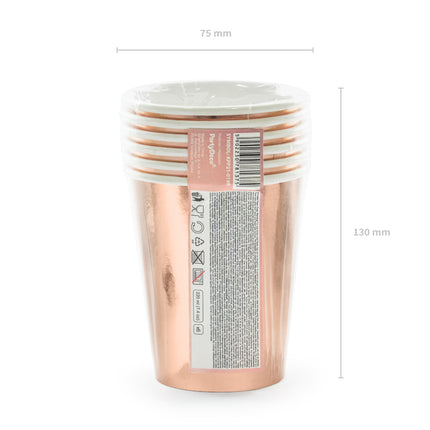 Vienkartiniai Puodeliai "She said yes!", rožinio aukso spalvos, 220 ml (6 vnt.)