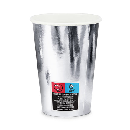 Popieriniai puodeliai, sidabriniai, 220 ml (6 vnt.)