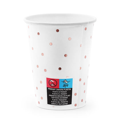 Popieriniai puodeliai, taškuoti, baltos spalvos, 260 ml (6 vnt.)