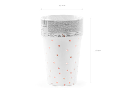 Popieriniai puodeliai, taškuoti, baltos spalvos, 260 ml (6 vnt.)