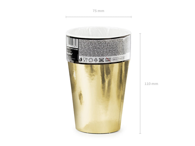 Puodeliai, aukso spalvos, 220 ml (6 vnt.)