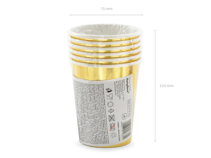 Popieriniai puodeliai 18-ajam gimtadieniui, aukso spalvos, 220 ml (6 vnt.)