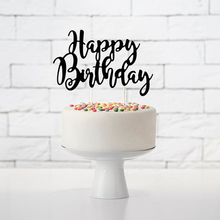 Torto viršūnėlė "Happy Birthday", juodos spalvos, 22,5 cm