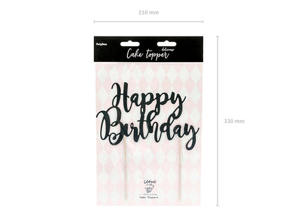 Torto viršūnėlė "Happy Birthday", juodos spalvos, 22,5 cm